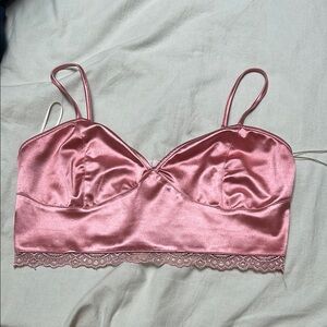 Elegant Pink Satin Crop Top